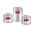 Stainless Steel Masala Container Set of 3, Airtight See-Through Lids