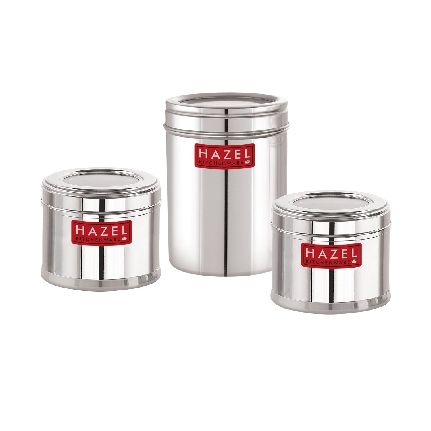 Stainless Steel Masala Container Set of 3, Airtight See-Through Lids