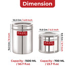 Stainless Steel Masala Container Set of 3, Airtight See-Through Lids