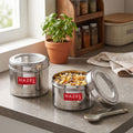 Stainless Steel Masala Box with Airtight Transparent Lid, 450 ml - Set of 2