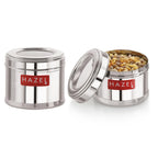 Stainless Steel Masala Box with Airtight Transparent Lid, 450 ml - Set of 2