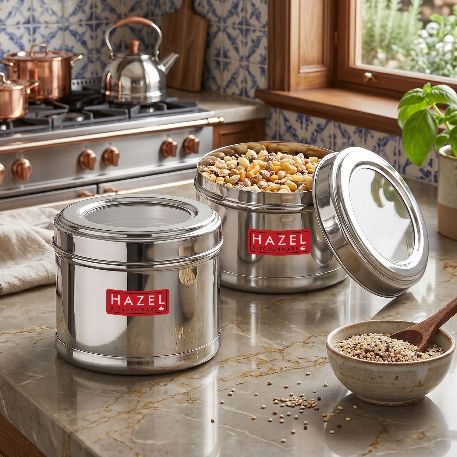 Stainless Steel Airtight Masala, Spice Container Set for Kitchen Storage