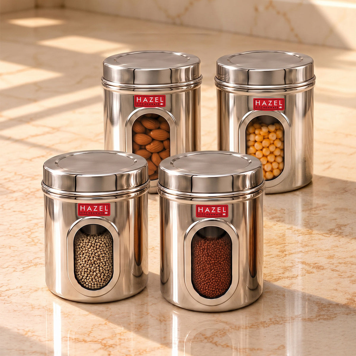 Airtight Stainless Steel Storage Containers with Transparent Window