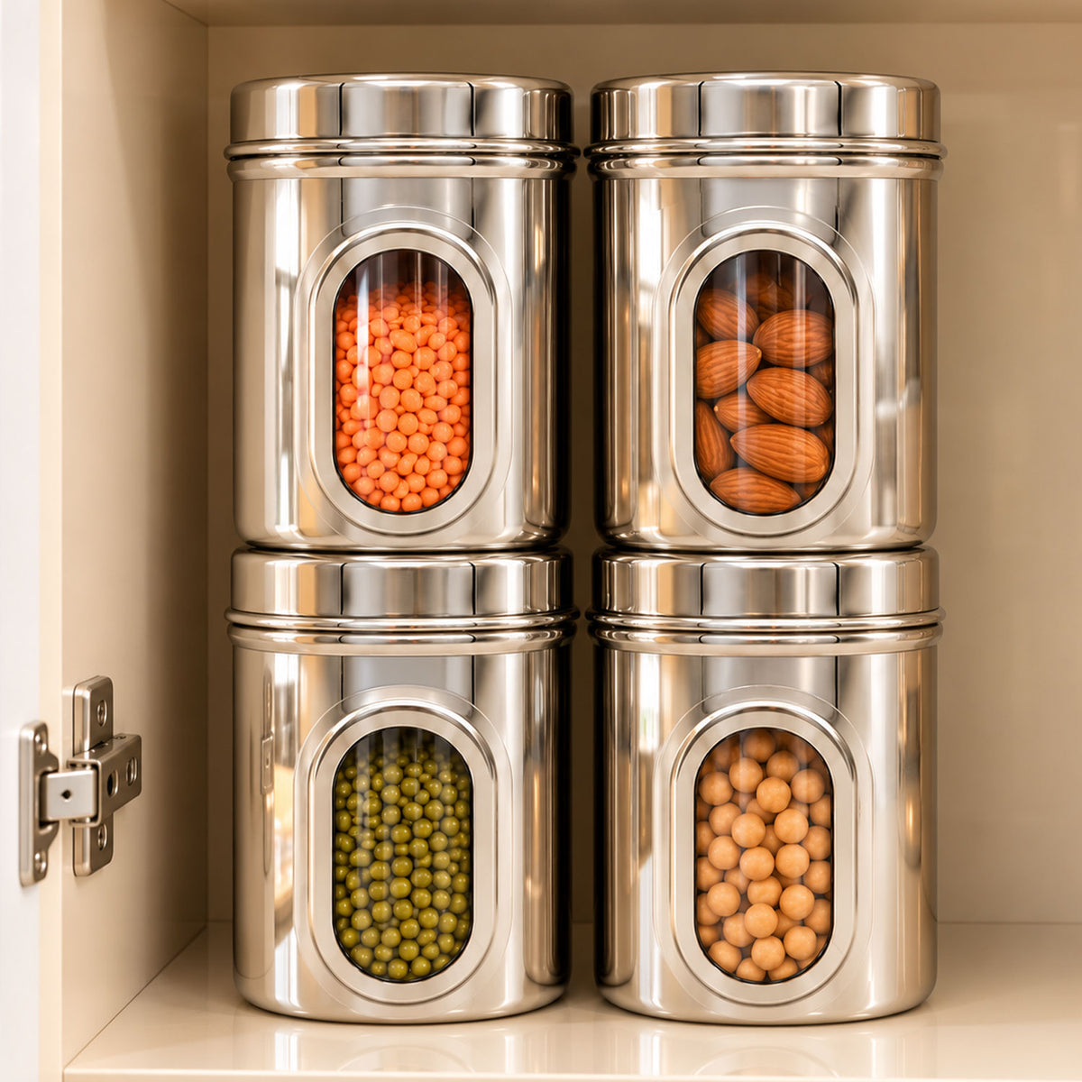 Airtight Stainless Steel Storage Containers with Transparent Window