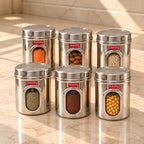 Stainless Steel Transparent Airtight Containers, Set of 6 - 900 ML Each