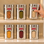 Stainless Steel Transparent Airtight Containers, Set of 6 - 900 ML Each