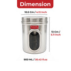 Stainless Steel Transparent Airtight Containers, Set of 6 - 900 ML Each