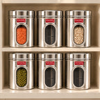 Stainless Steel Transparent Airtight Containers, Set of 6 - 900 ML Each