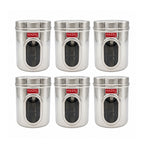 Stainless Steel Transparent Airtight Containers, Set of 6 - 900 ML Each