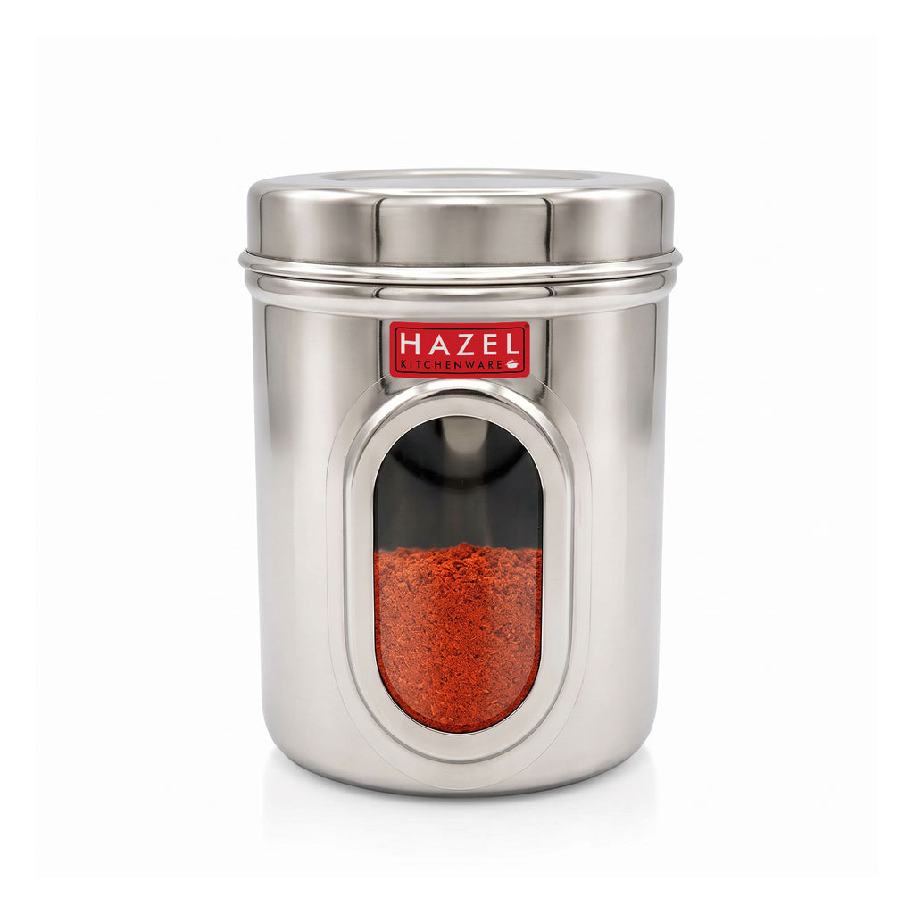 Stainless Steel Transparent Airtight Containers, Set of 6 - 900 ML Each