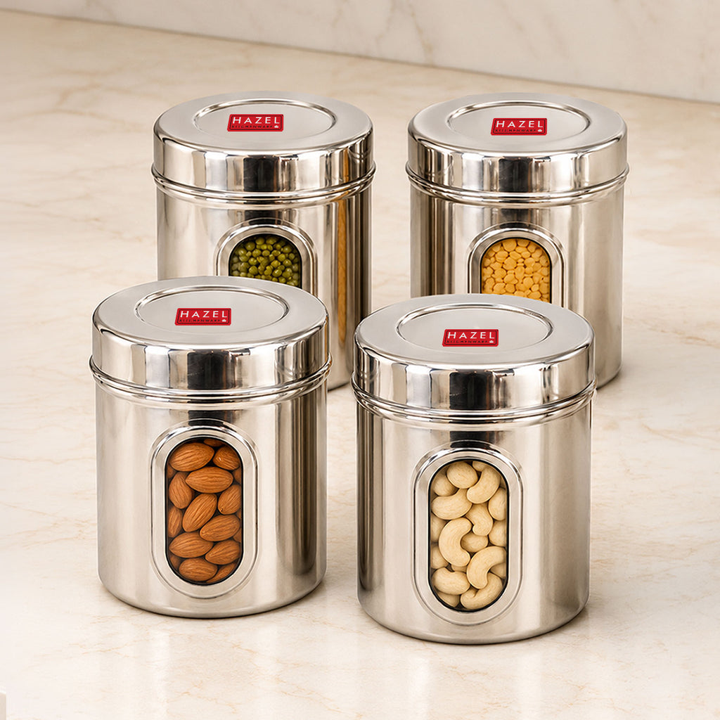 Transparent Kitchen Storage Containers, Airtight Lid, 1400 ML (Set of 4)