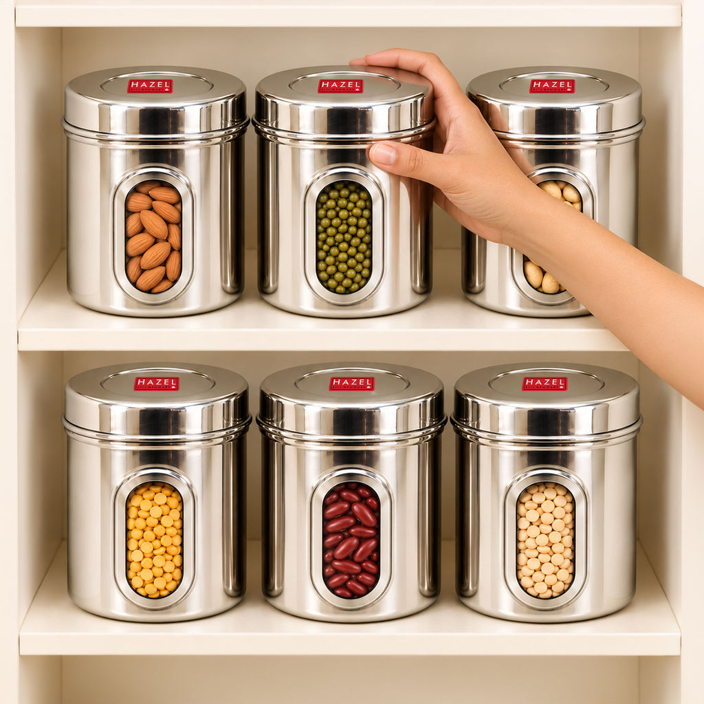 Transparent Kitchen Storage Containers, Airtight Lid, 1400 ML (Set of 4)
