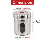 Transparent Kitchen Storage Containers, Airtight Lid, 1400 ML (Set of 4)