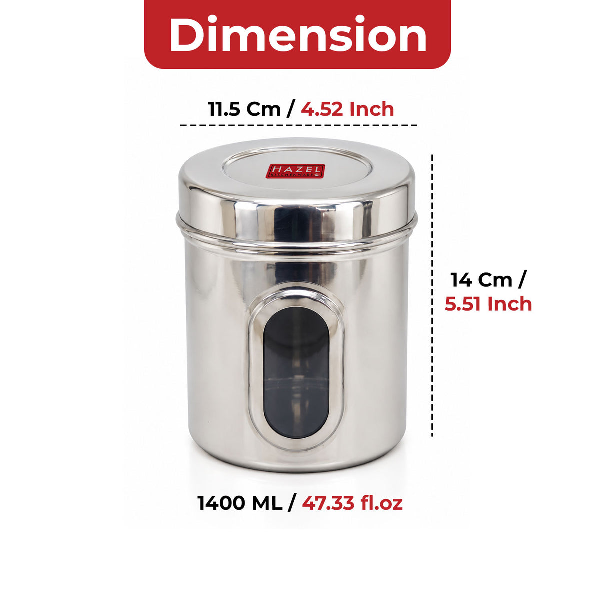 Transparent Kitchen Storage Containers, Airtight Lid, 1400 ML (Set of 4)