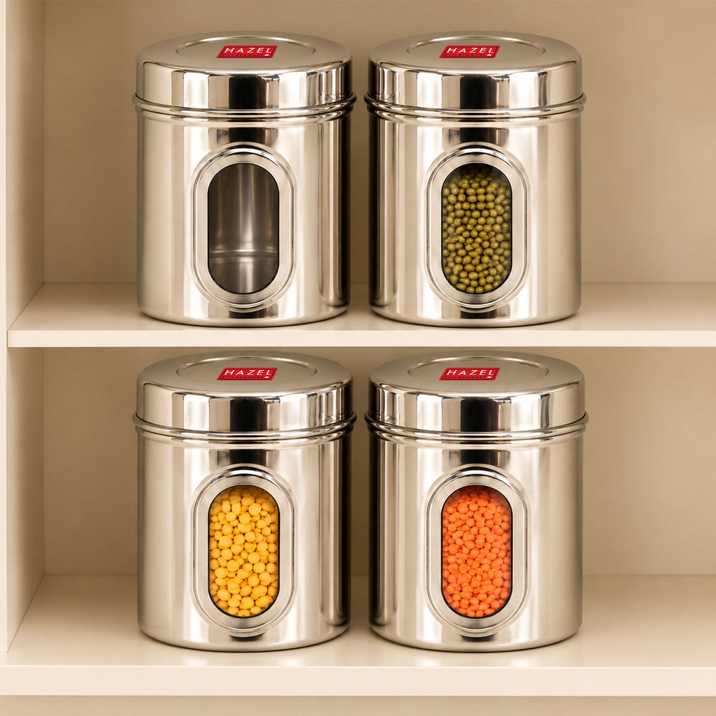 Transparent Kitchen Storage Containers, Airtight Lid, 1400 ML (Set of 4)