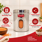 Airtight Transparent Steel Container Set of 2, 2400 ml Each