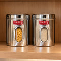 Airtight Transparent Steel Container Set of 2, 2400 ml Each