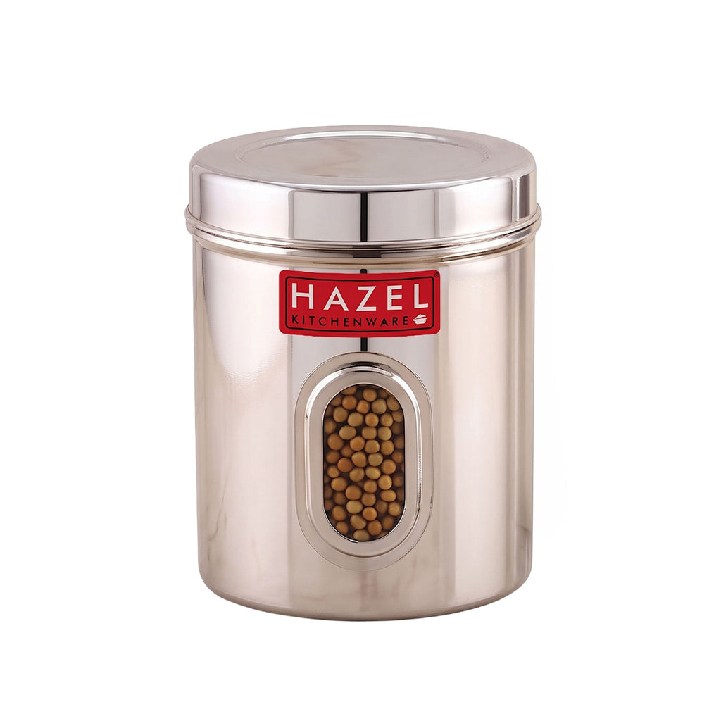 Airtight Transparent Steel Container Set of 2, 2400 ml Each