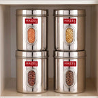 Airtight Transparent Steel Container Set of 4, 2400 ml Each