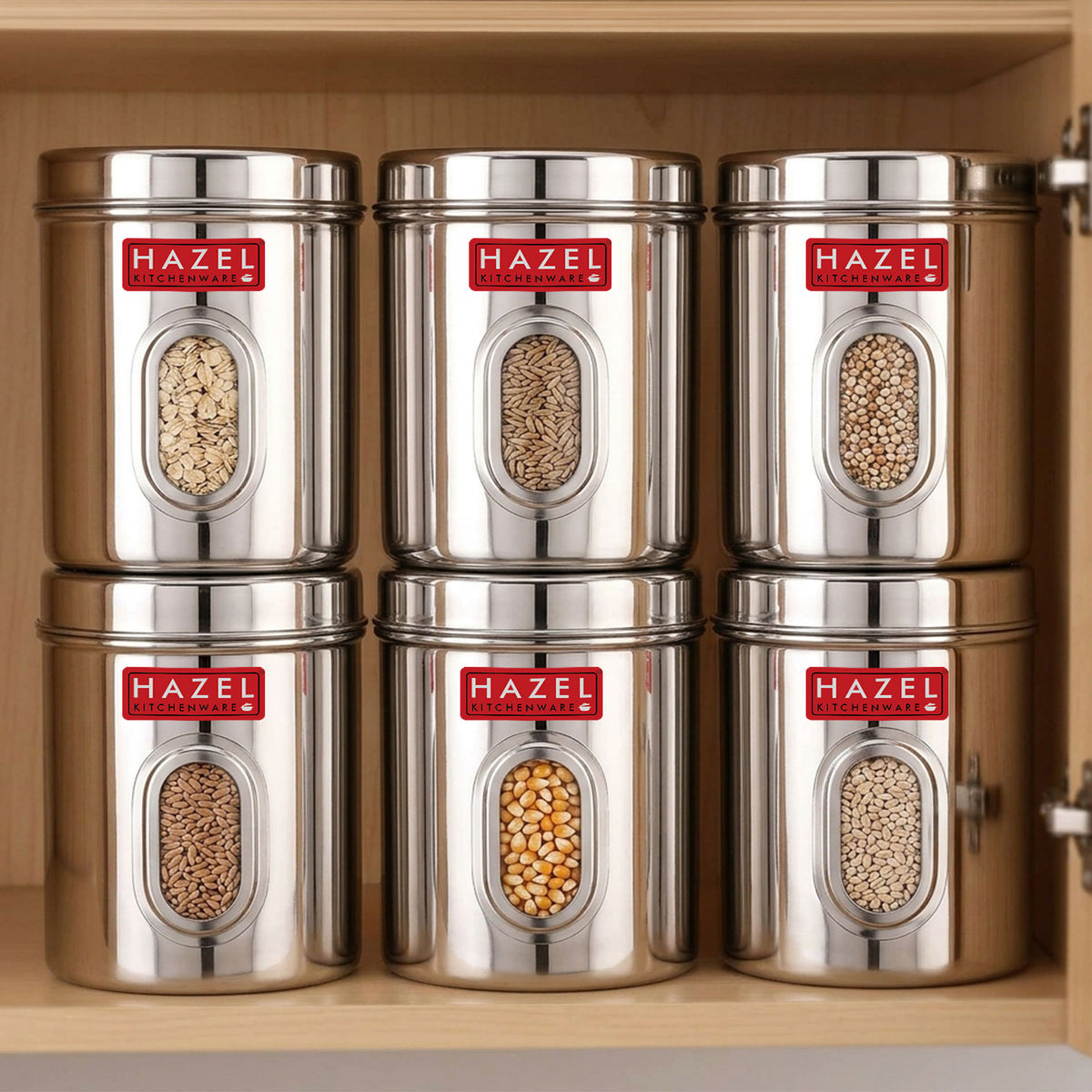Airtight Transparent Steel Container Set of 6, 2400 ml Each