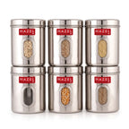 Airtight Transparent Steel Container Set of 6, 2400 ml Each
