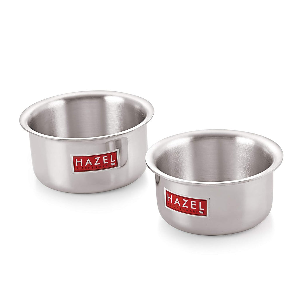 Aluminium Flat Bottom Patila Tope Pot, Set of 2, 875 ml & 1125 ml, Silver