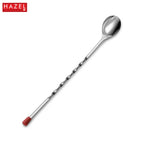 Stainless Steel Bar Spoon, Twisted Cocktail Stirrer with Red Knob, Set of 3