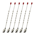 Stainless Steel Bar Spoon, Twisted Cocktail Stirrer with Red Knob, Set of 6