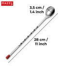 Stainless Steel Bar Spoon, Twisted Cocktail Stirrer with Red Knob, Set of 6