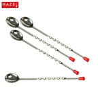 Stainless Steel Bar Spoon, Twisted Cocktail Stirrer with Red Knob, Set of 6