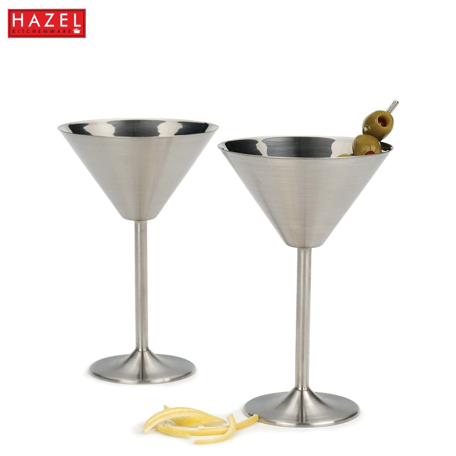 Stainless Steel Martini Drinking Glass, Martini Glass for Serving, 200 ml, Set of 2, Silver
