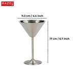 Stainless Steel Martini Drinking Glass, Martini Glass for Serving, 200 ml, Set of 2, Silver