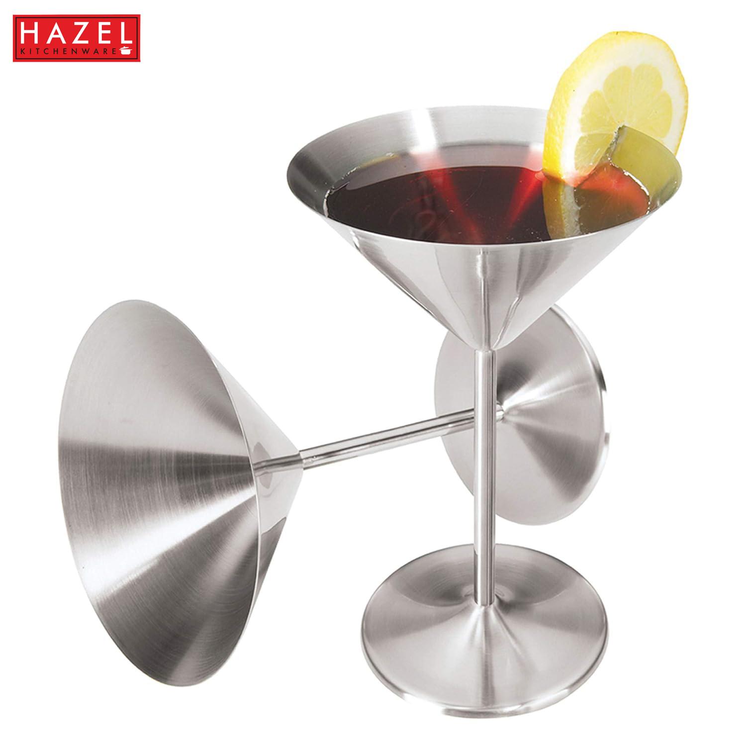Stainless Steel Martini Drinking Glass, Martini Glass for Serving, 200 ml, Set of 2, Silver