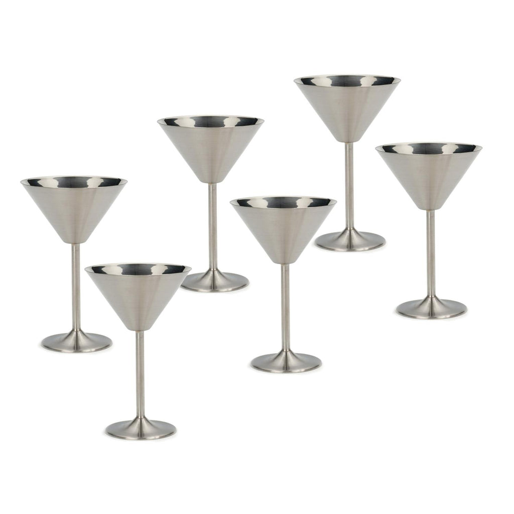 Stainless Steel Martini Drinking Glass, Martini Glass for Serving, 200 ml, Set of 6, Silver