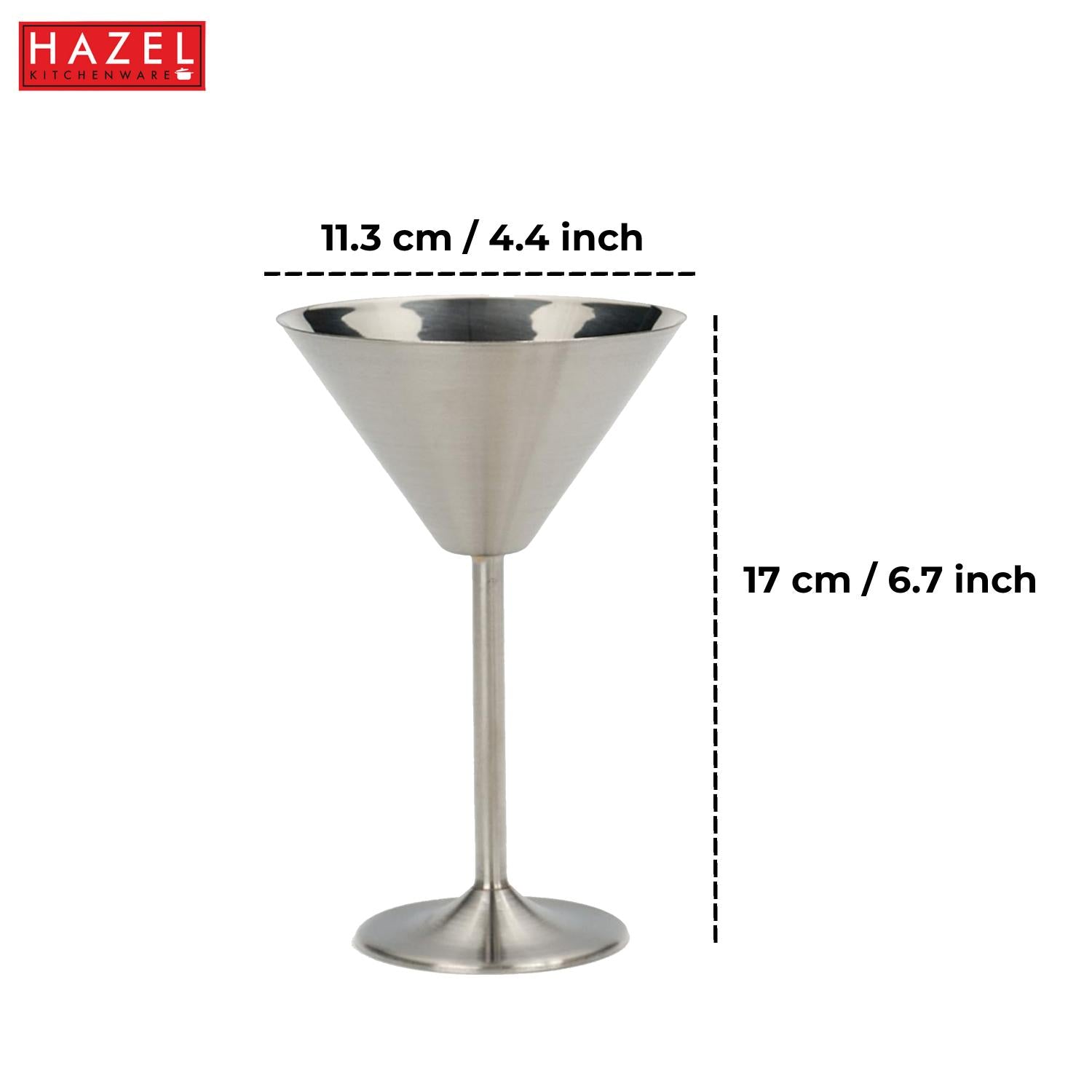 Stainless Steel Martini Drinking Glass, Martini Glass for Serving, 200 ml, Set of 6, Silver