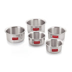 Aluminium Flat Bottom Patila Tope Pot, Set of 5, 875 ml-2600 ml, Silver