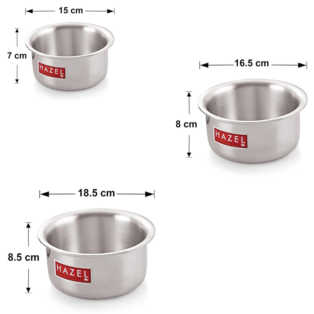 Aluminium Flat Bottom Patila Tope Pot, Set of 5, 875 ml-2600 ml, Silver