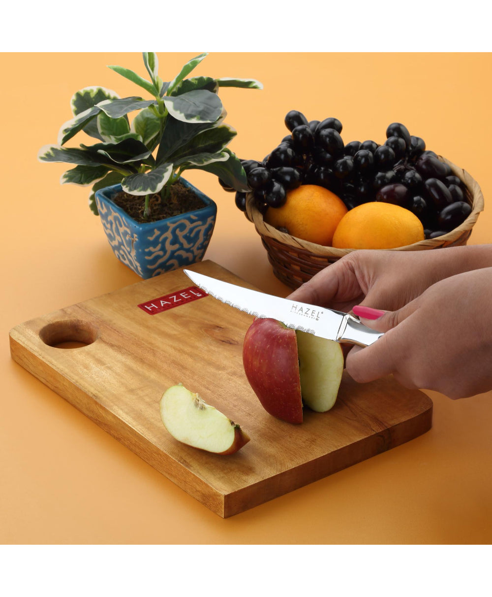 Wooden Chopping Board with Stainless Steel Knife, Set of 2