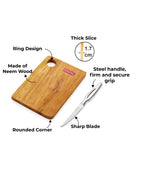 Wooden Chopping Board with Stainless Steel Knife, Set of 2