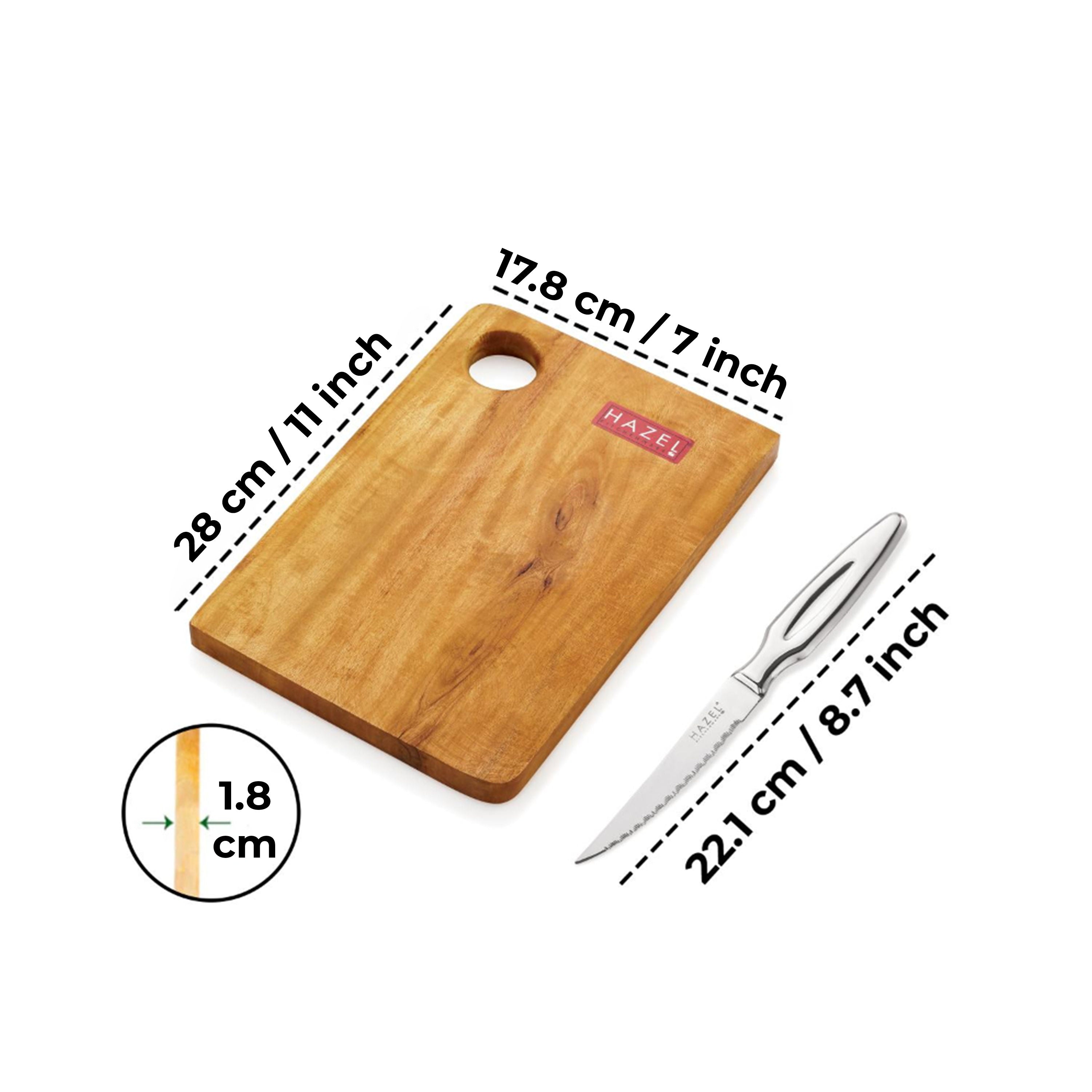 Wooden Chopping Board with Stainless Steel Knife, Set of 2