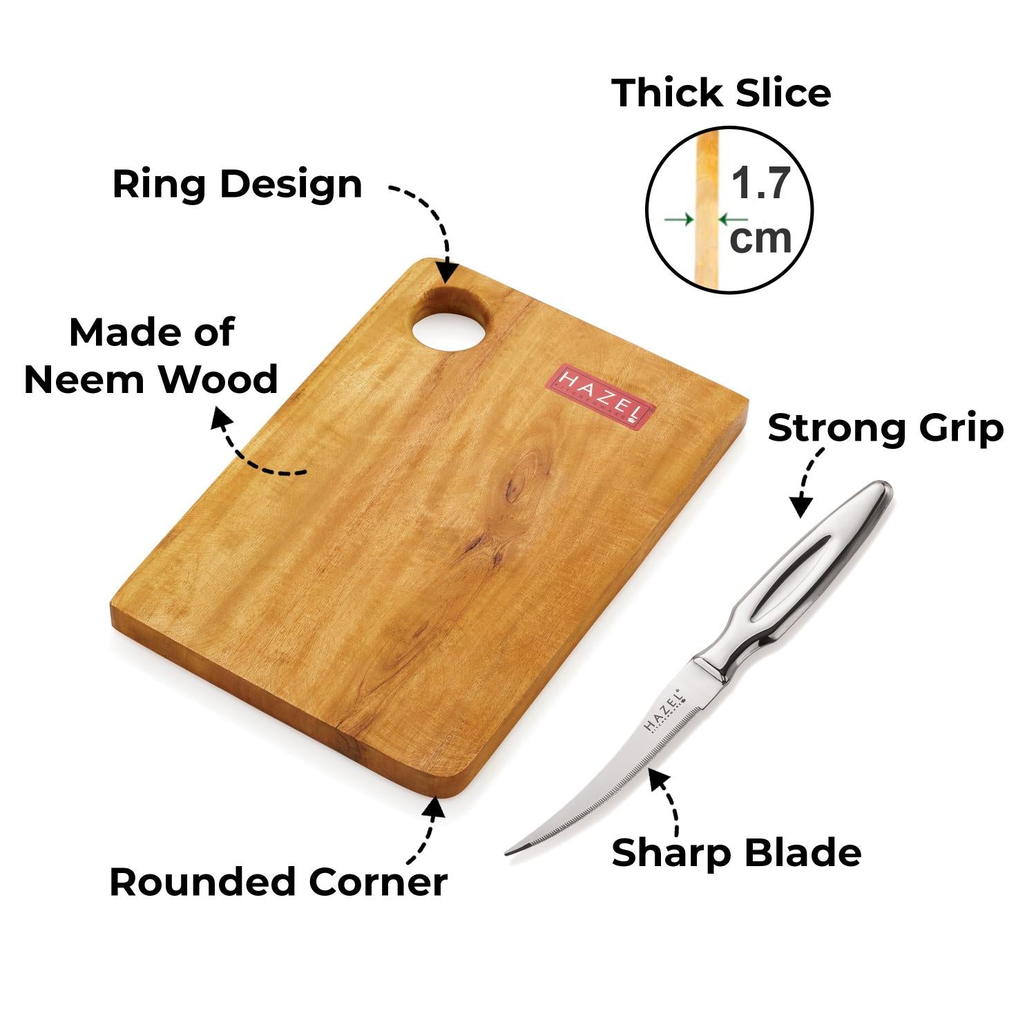 Stainless Steel Tomato Knife with Wooden Chopping Board Set of 2
