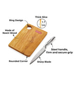 Wooden Chopping Board for Kitchen with Stainless Steel Chef Sharp knife, Set of 2