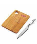 Wooden Chopping Board for Kitchen with Stainless Steel Chef Sharp knife, Set of 2