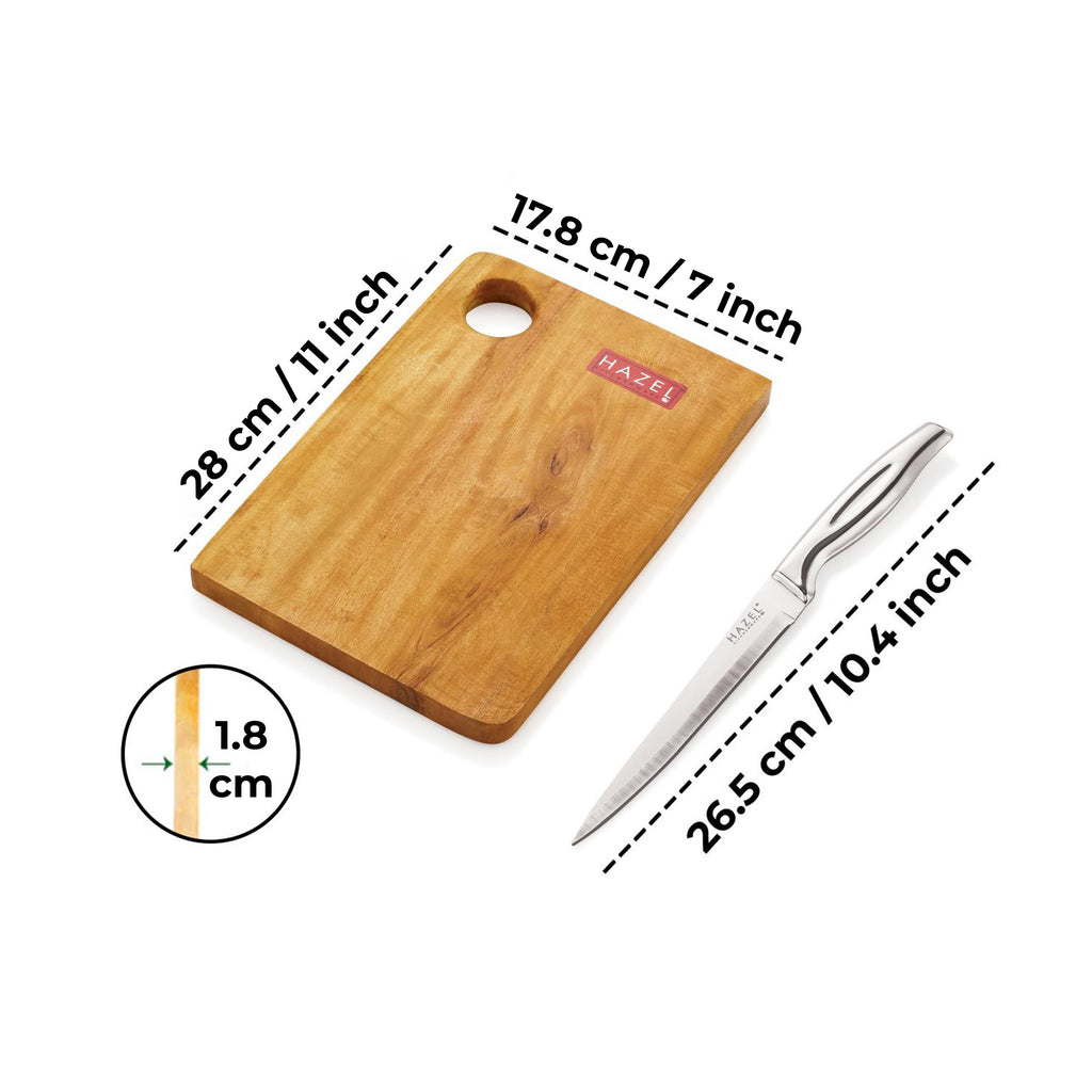 Stainless Kitchen Paring knife with Wooden Chopping Board for Kitchen, Set of 2