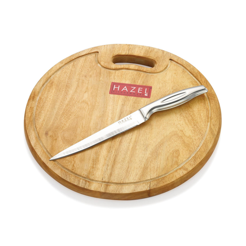 Wooden Chopping Board with Stainless Steel Paring Knife, Set of 2