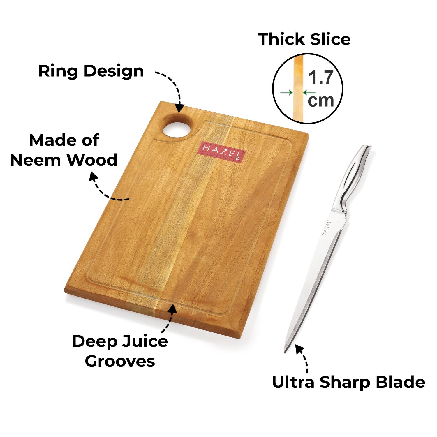 Stainless Kitchen Chopper knife with Wooden Chopping Board for Kitchen, Set of 2