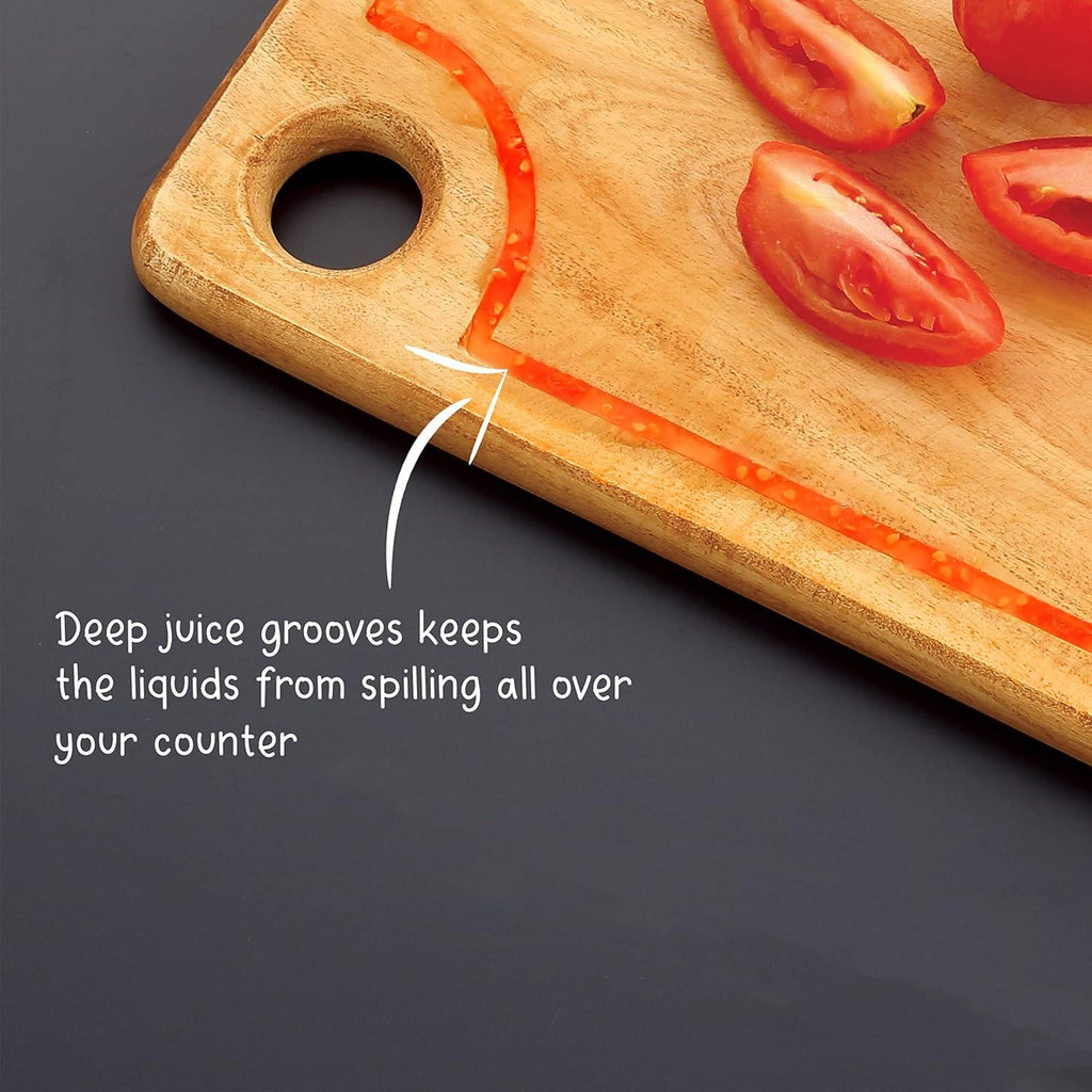 Wooden Chopping Board for Kitchen with Stainless Steel Chopper Sharp knife, Set of 2