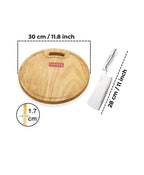 Wooden Chopping Board with Stainless Steel Chopper Knife Set of 2
