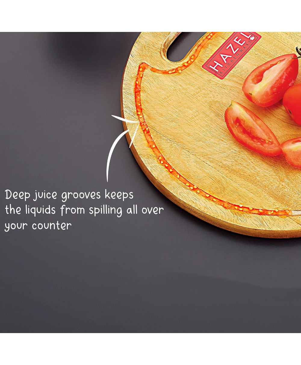 Wooden Chopping Board with Stainless Steel Chopper Knife Set of 2