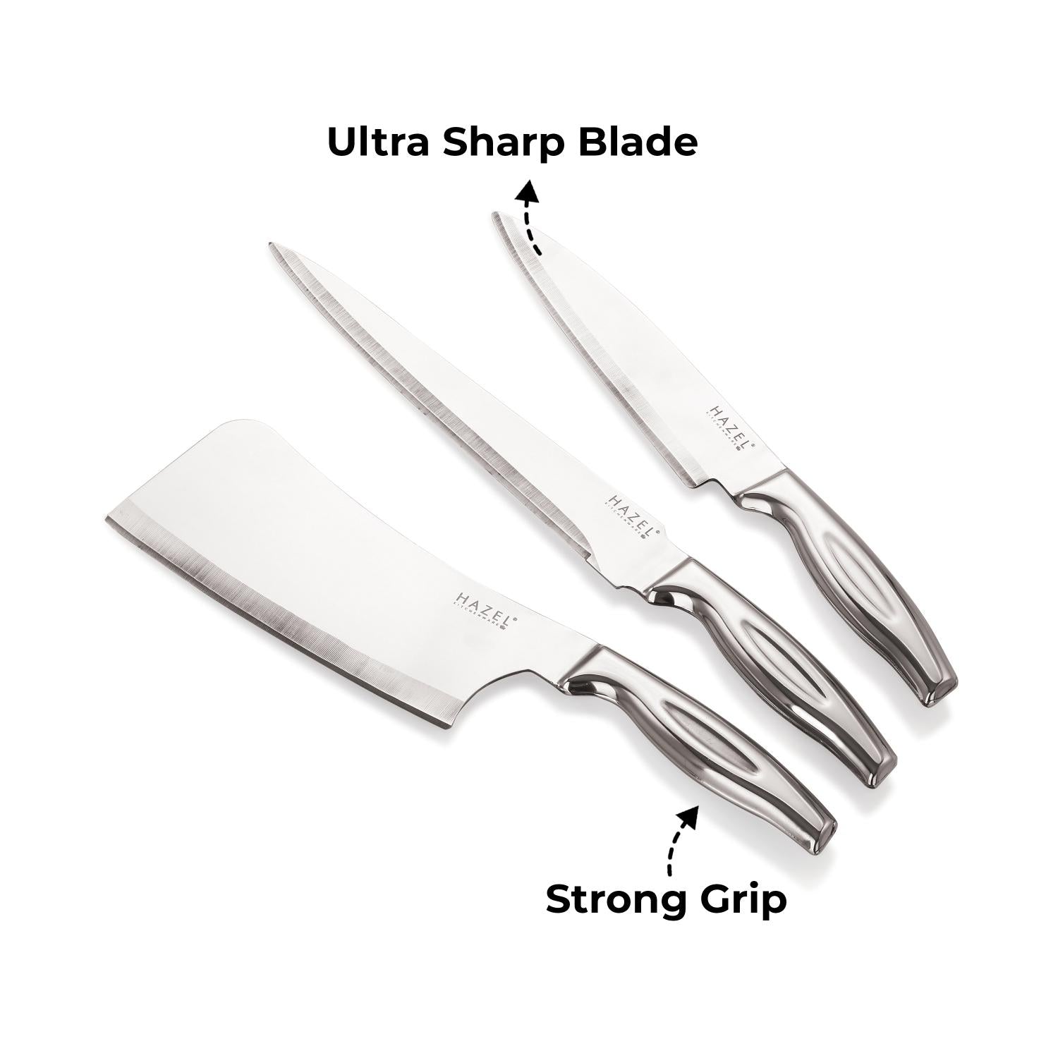 Stainless Steel Sharp Kitchen knife, Chef Knife Big, Carving Knife & Chopper Knife, Set of 3